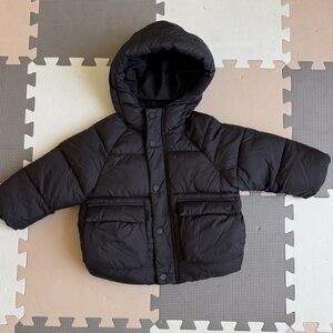 Zara Charcoal Hooded Puffer Jacket